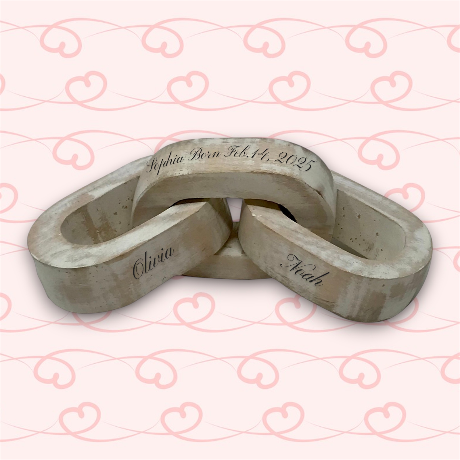 Small 3 Chain Link-White Wash